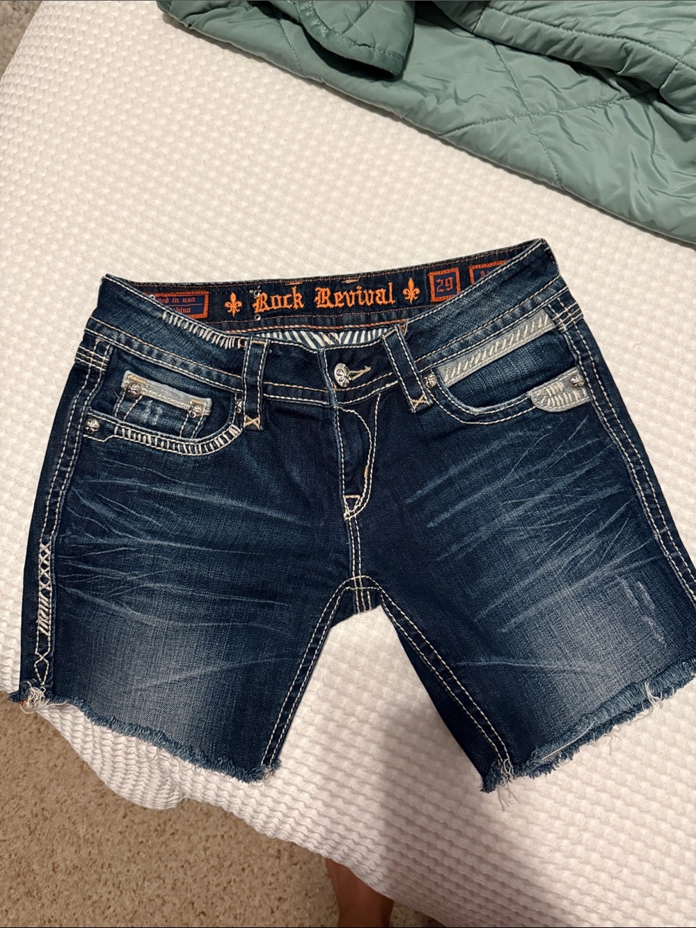 Rock Revival Dark Indigo Distressed Denim Shorts